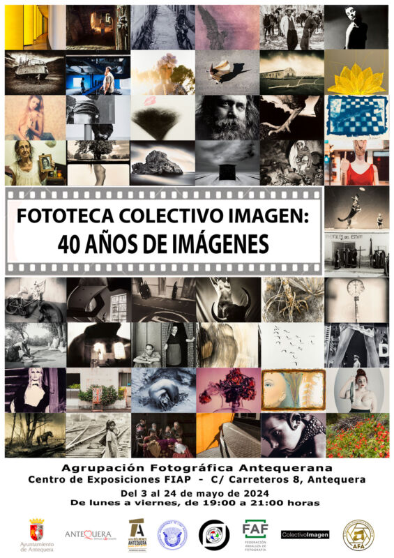 Cartel de la Exposición fotográfica desde el 3 hasta el 24 de mayo de 2024. Centro de Exposiciones FIAP. De lunes a viernes de 19.00 h. a 21.00 h.