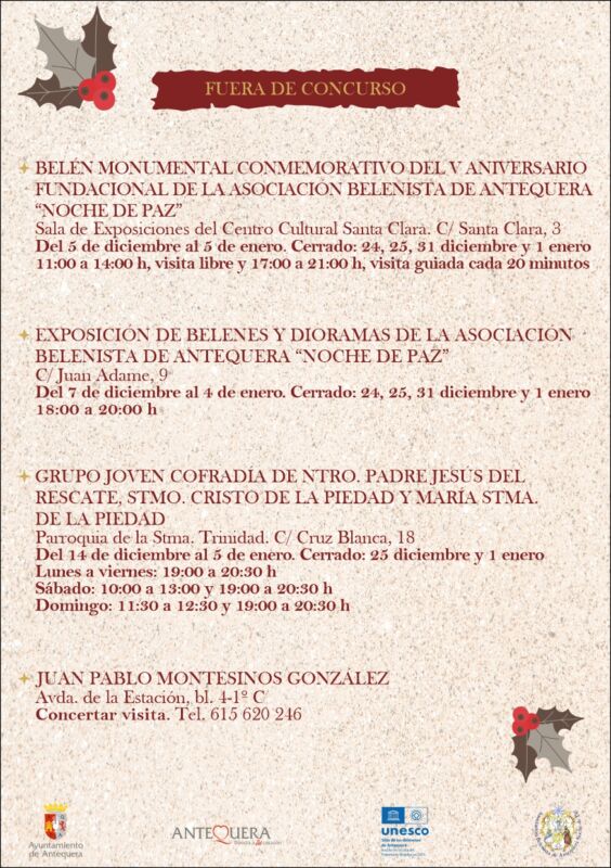 Ruta del XXXIII Concurso Municipal de Belenes Manuel Grau