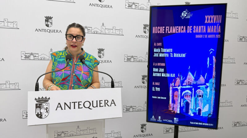 Antequera celebrará el sábado 2 de agosto la XXXVIII Noche Flamenca de Santa María con María Terremoto, El Berenjeno y El Yiyo