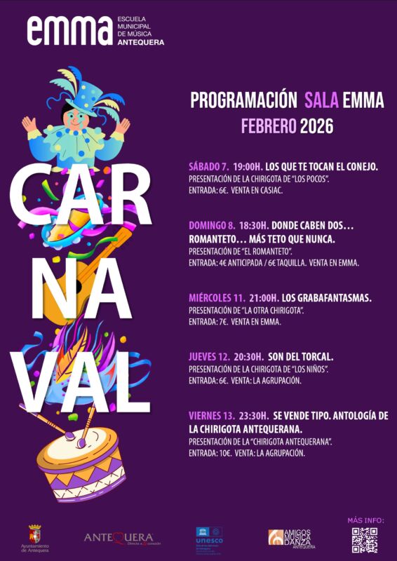 Programación Sala EMMA Carnaval 2026